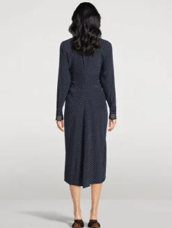 Lex Ruched Shirt Dress In Polka Dot Print