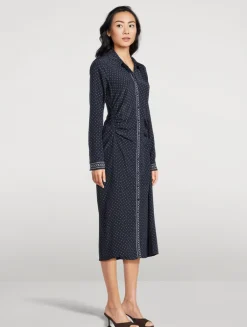 Lex Ruched Shirt Dress In Polka Dot Print