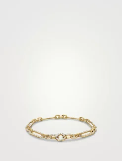 Lexington Chain Bracelet In 18k Yellow Gold With Full Pavé Diamonds, 6.5mm