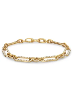 Lexington Chain Bracelet In 18k Yellow Gold With Full Pavé Diamonds, 6.5mm