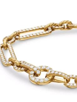 Lexington Chain Bracelet In 18k Yellow Gold With Full Pavé Diamonds, 6.5mm