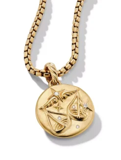 Libra Amulet In 18k Yellow Gold With Diamonds