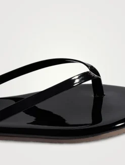 Lily Glosses Patent Leather Flip-Flops