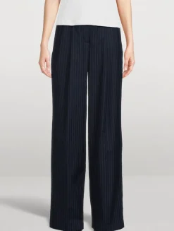 Linear Cotton Pleated Trousers