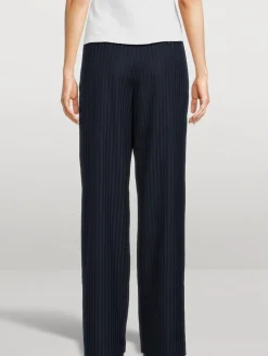 Linear Cotton Pleated Trousers
