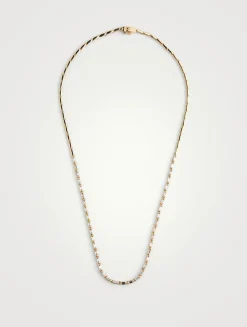 Linear 18K Rose Gold Half Diamond Tennis Necklace