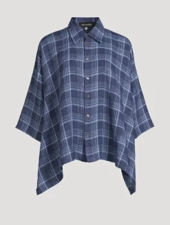 Linen Shirt In Plaid Print
