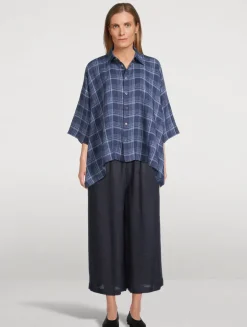 Linen Shirt In Plaid Print