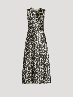 Lisbet Satin Midi Dress In Floral Print