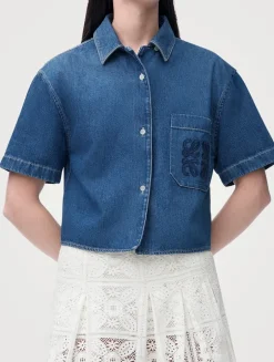 Loewe x Paula's Ibiza Anagram Cropped Denim Shirt