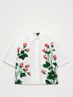 Loewe x Paula's Ibiza Cropped Poplin Shirt In Rose Print