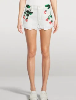 Loewe x Paula's Ibiza Denim Shorts In Rose Print