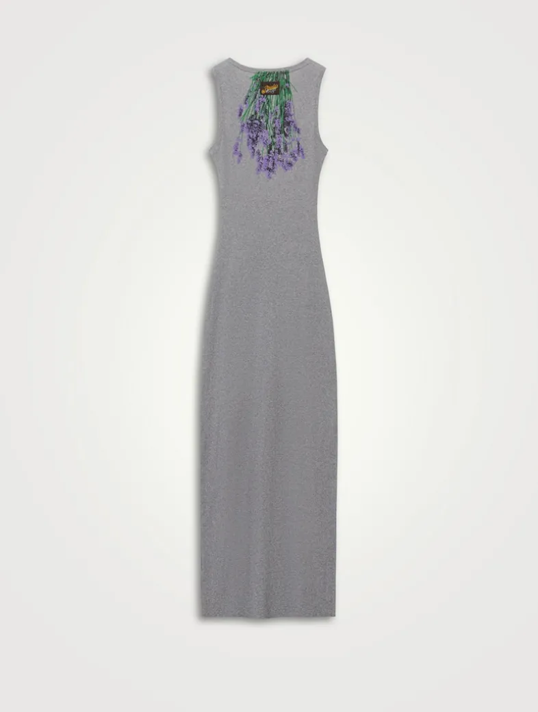 Loewe x Paula's Ibiza Jersey Midi Dress In Lavender Print