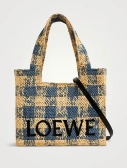 Loewe x Paula's Ibiza Medium Loewe Font Raffia Tote Bag