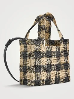 Loewe x Paula's Ibiza Mini Loewe Font Raffia Tote Bag