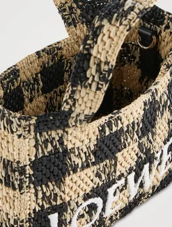 Loewe x Paula's Ibiza Mini Loewe Font Raffia Tote Bag