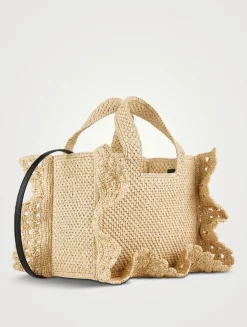 Loewe x Paula's Ibiza Small Loewe Font Raffia Tote Bag