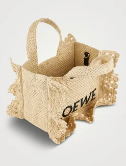 Loewe x Paula's Ibiza Small Loewe Font Raffia Tote Bag