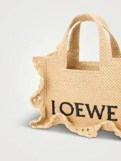 Loewe x Paula's Ibiza Small Loewe Font Raffia Tote Bag