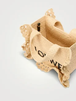 Loewe x Paula's Ibiza Small Loewe Font Raffia Tote Bag