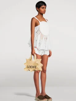 Loewe x Paula's Ibiza Small Loewe Font Raffia Tote Bag
