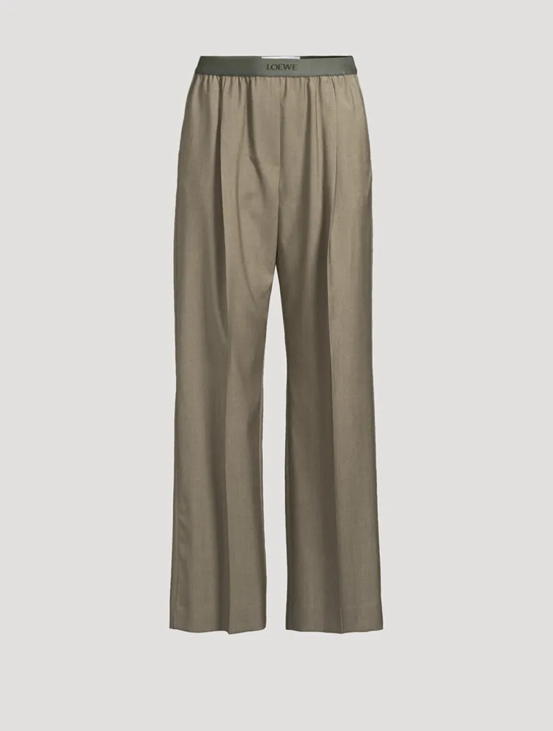 Logo-Elastic Wool Trousers