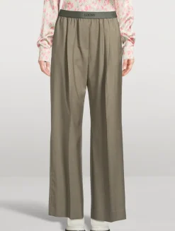 Logo-Elastic Wool Trousers