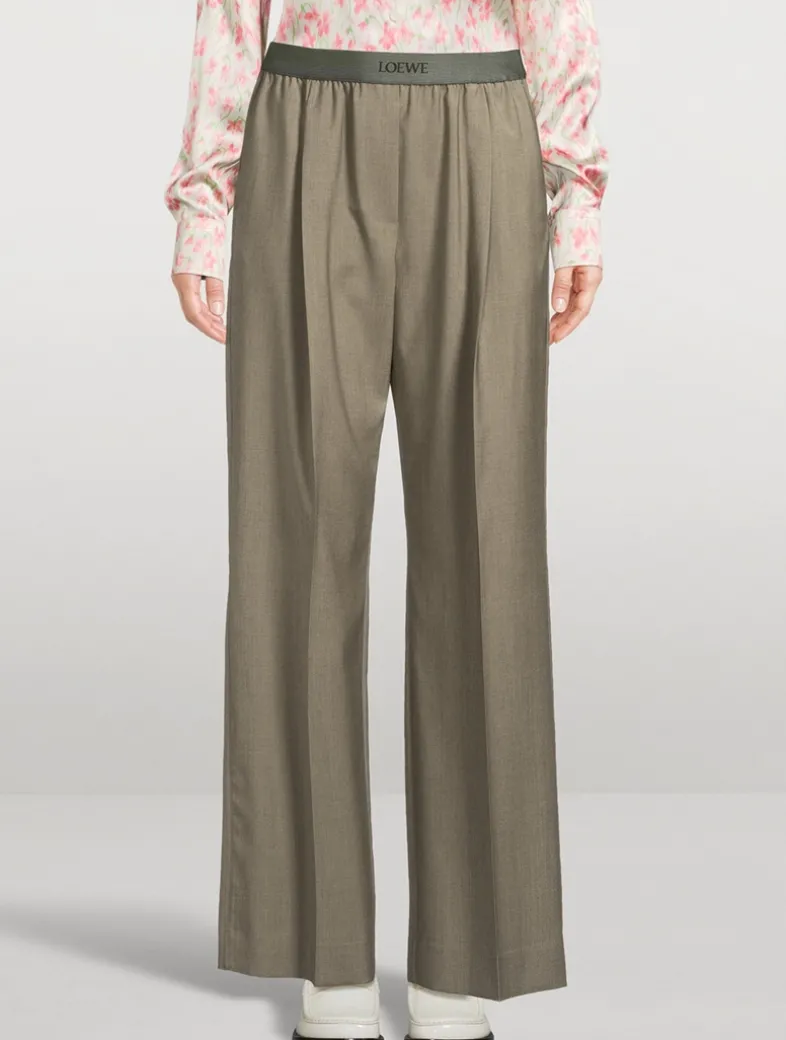 Logo-Elastic Wool Trousers