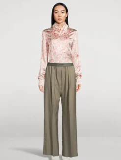 Logo-Elastic Wool Trousers