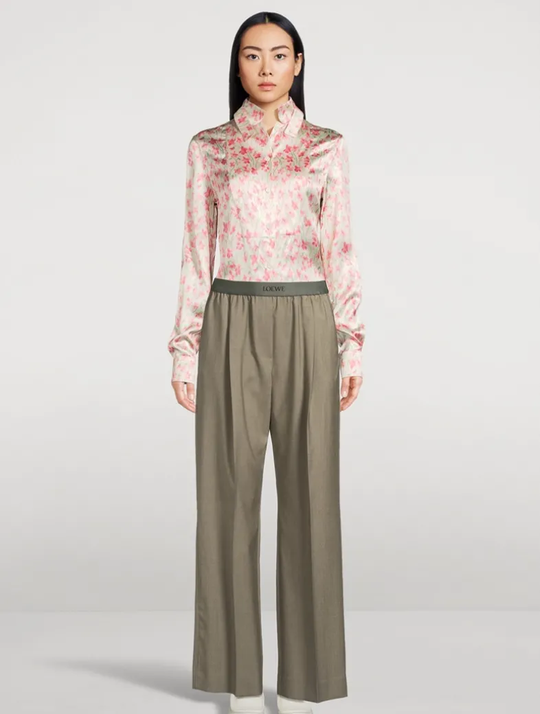 Logo-Elastic Wool Trousers