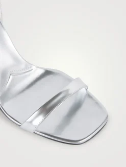 Logo-Heel Metallic Sandals