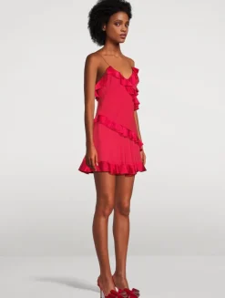 Lomina Ruffled Silk Slip Dress