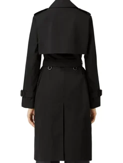 Long Check Lapel Gabardine Trench Coat
