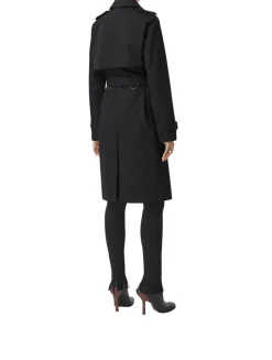 Long Check Lapel Gabardine Trench Coat