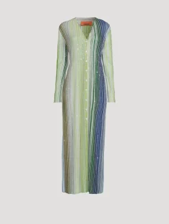 Long Sequin-Embellished Cardigan