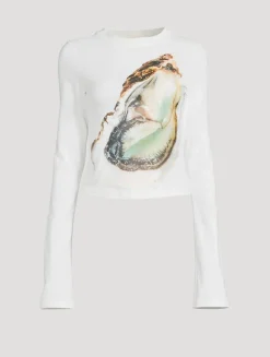 Long-Sleeve T-Shirt In Oyster Print