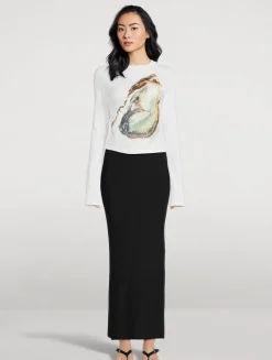 Long-Sleeve T-Shirt In Oyster Print