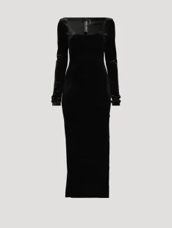 Long-Sleeve Velvet Dress