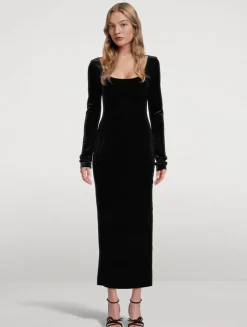 Long-Sleeve Velvet Dress