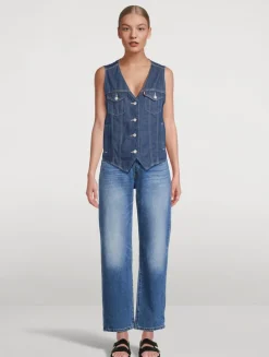 Loose-Fit Denim Vest