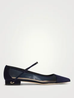 Lorenzo Mesh And Suede Ballet Flats