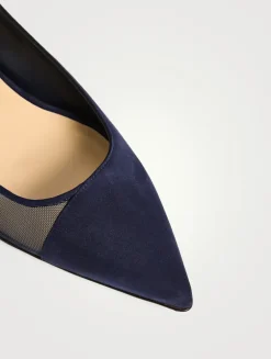 Lorenzo Mesh And Suede Ballet Flats