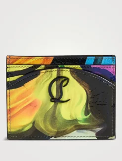 Loubi54 Leather Card Holder In Flower Print