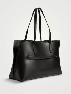 Lounge Embroidered Leather Tote Bag