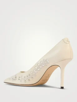 Love Embroidered Leather Pumps