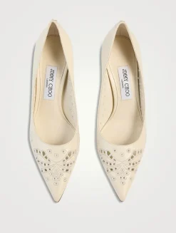 Love Embroidered Leather Pumps