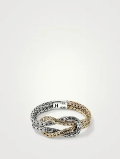 Love Knot 14K Gold And Sterling Silver Chain Ring