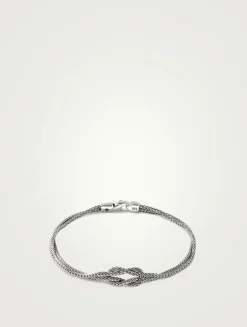 Love Knot Silver 1.8mm Chain Double Row Bracelet