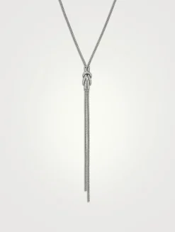 Love Knot Sterling Silver Y Necklace With Pavé Diamonds