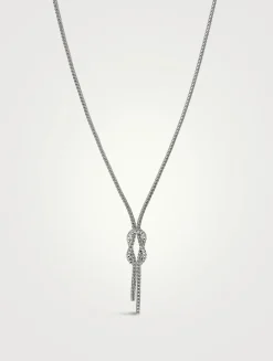 Love Knot Sterling Silver Chain Lariat Necklace